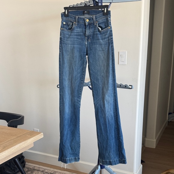 7 For All Mankind Medium Blue Flare Jeans - Picture 1 of 4